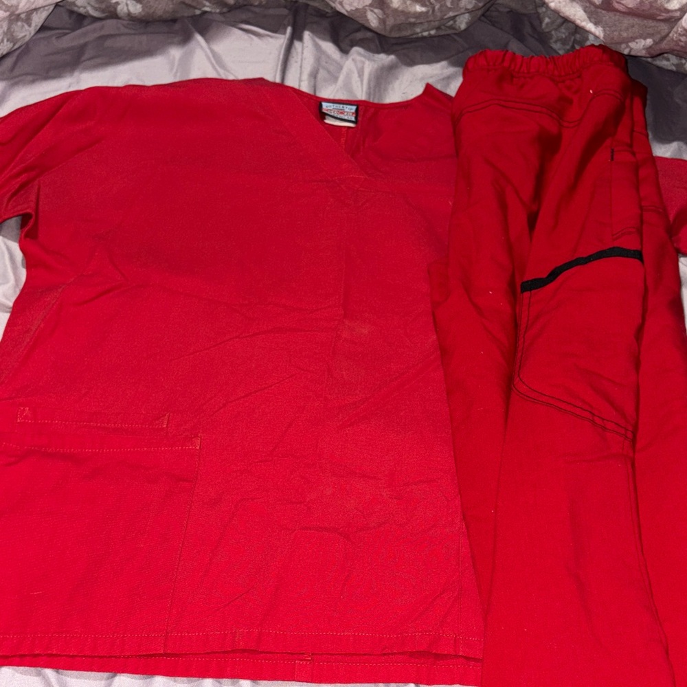 Cherokee V-Neck Red Scrub Top